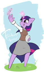 Size: 750x1200 | Tagged: safe, artist:tesslashy, twilight sparkle, anthro, g4, female, magic, solo