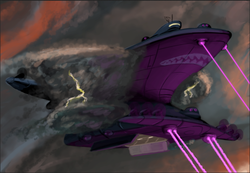 Size: 727x503 | Tagged: artist needed, source needed, safe, fallout equestria, aircraft, cloudship, enclave, enclave raptor, grand pegasus enclave, raptor battleship, vehicle