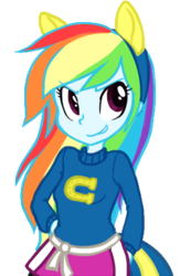 Size: 260x400 | Tagged: safe, artist:maki-badfox, rainbow dash, equestria girls, g4, my little pony equestria girls, cheerleader, clothes, female, simple background, solo, transparent background, wondercolts