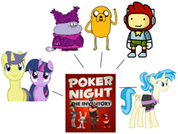 Size: 800x600 | Tagged: safe, allie way, comet tail, twilight sparkle, dog, pony, unicorn, g4, adventure time, chowder, chowder (character), exploitable meme, female, jake the dog, make it happen, male, maxwell (scribblenauts), meme, poker night at the inventory, scribblenauts, ship:cometlight, shipping, straight, unicorn twilight