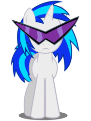 Size: 768x1024 | Tagged: artist needed, safe, dj pon-3, vinyl scratch, pony, unicorn, g4, female, glasses, hooves, horn, kamina sunglasses, mare, simple background, solo, sunglasses, transparent background, vector