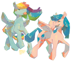 Size: 1024x868 | Tagged: safe, artist:blizzou, firefly, rainbow dash, pegasus, pony, g1, g4, duo, duo female, female, flying, mare, simple background, spread wings, transparent background, wings