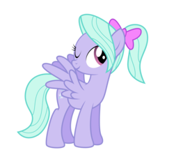 Size: 5000x4500 | Tagged: safe, artist:northernthestar, flitter, pegasus, pony, g4, absurd resolution, alternate hairstyle, female, mare, one eye closed, ponytail, simple background, solo, spread wings, transparent background, vector, wings, wink