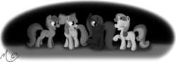 Size: 900x317 | Tagged: safe, artist:ciscoql, apple bloom, scootaloo, sweetie belle, oc, oc:nyx, fanfic:past sins, g4