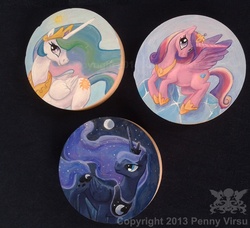 Size: 900x822 | Tagged: safe, artist:penny-dragon, princess cadance, princess celestia, princess luna, g4, traditional art