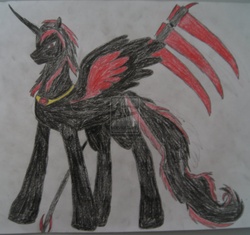 Size: 1600x1505 | Tagged: safe, artist:pinkamenadionepie, oc, oc only, alicorn, pony, alicorn oc, familiar, naruto, ponified, ryu uchiha, scythe, solo