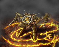 Size: 1000x800 | Tagged: safe, artist:eltaile, applejack, g4, badass, epic, female, mech, solo