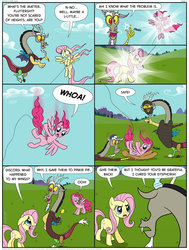 Size: 1024x1356 | Tagged: safe, artist:kturtle, discord, fluttershy, pinkie pie, g4, baseball glove, comic, go fly a kite, race swap