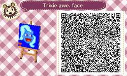 Size: 400x240 | Tagged: safe, trixie, g4, 3ds, animal crossing, awesome face, qr code