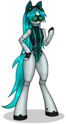 Size: 656x1220 | Tagged: safe, artist:funkybacon, oc, oc only, oc:cloudsmasher, robot, anthro, unguligrade anthro, anthro oc, arm hooves, simple background, solo, transparent background