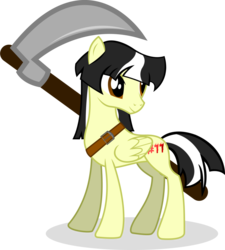 Size: 848x942 | Tagged: safe, artist:tuxedogreenheart, oc, oc only, pegasus, pony, sickle, solo