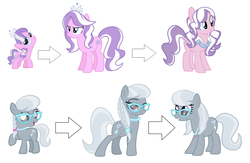 Size: 3784x2472 | Tagged: safe, artist:asdflove, artist:kraysee, diamond tiara, silver spoon, earth pony, pony, g4, age progression, older, older diamond tiara, older silver spoon, vector