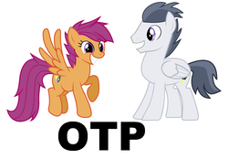 Size: 1912x1332 | Tagged: safe, rumble, scootaloo, g4, cutie mark, exploitable meme, female, male, older, otp, ship:rumbloo, shipping, straight