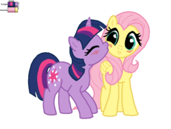 Size: 800x600 | Tagged: safe, artist:kp-shadowsquirrel, artist:msfluttershy, fluttershy, twilight sparkle, pegasus, pony, unicorn, g4, colored, female, kissing, lesbian, mare, ship:twishy, shipping, simple background, transparent background, unicorn twilight