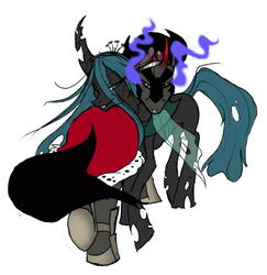 Size: 470x484 | Tagged: safe, artist:jabberwockychamber, king sombra, queen chrysalis, g4, female, implied tail hole, male, ship:chrysombra, shipping, straight, unholy matrimony