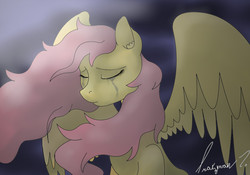 Size: 1000x700 | Tagged: safe, artist:eris-draconqeuus, fluttershy, g4, crying, female, sad, solo