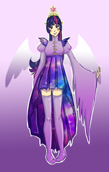 Size: 419x660 | Tagged: safe, artist:redmisa, twilight sparkle, human, g4, big crown thingy, clothes, dress, female, galaxy, humanized, solo, twilight sparkle (alicorn), underbust, winged humanization