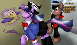 Size: 2372x1396 | Tagged: safe, artist:luxnero, twilight sparkle, g4, clothes, crossover, kamen rider, kamen rider fourze, kisaragi gentarou, pixiv, ponified, school uniform, schoolgirl, singing, uniform