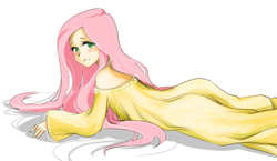 Size: 706x410 | Tagged: safe, artist:yelowfox, fluttershy, human, g4, clothes, cute, female, humanized, nightgown, shyabetes, solo