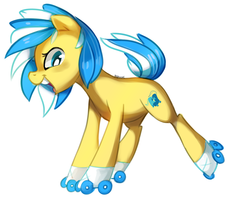 Size: 1607x1265 | Tagged: safe, artist:pepooni, oc, oc only, oc:ring runner, earth pony, pony, female, mare, roller skates, skates, solo