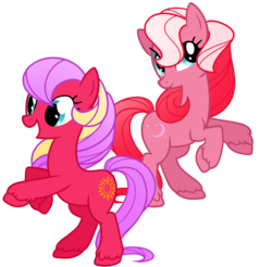 Size: 1273x1253 | Tagged: safe, artist:faythx, moon shadow, sundance (g2), sunsparkle, earth pony, pony, g2, g4, duo, female, g2 to g4, generation leap, mare, open mouth, open smile, simple background, smiling, transparent background, unshorn fetlocks