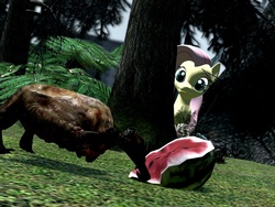 Size: 1024x768 | Tagged: safe, fluttershy, headcrab, g4, 3d, forest, gmod, half-life, lamarr, watermelon