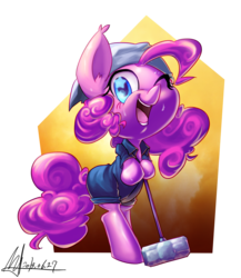 Size: 3176x3664 | Tagged: dead source, safe, artist:jggjqm522, pinkie pie, earth pony, pony, g4, bipedal, cleaning, clothes, female, solo