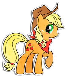 Size: 1201x1379 | Tagged: safe, artist:kennyklent, applejack, g4, bandana, female, raised hoof, solo