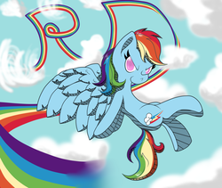 Size: 1675x1411 | Tagged: safe, artist:thepiplup, rainbow dash, pegasus, pony, g4, female, sky background, solo