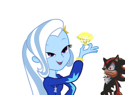 Size: 625x472 | Tagged: safe, trixie, equestria girls, g4, archie comics, chaos emerald, crossover, exploitable meme, look what trixie found, male, meme, shadow the hedgehog, sonic the hedgehog (series), that damn fourth chaos emerald