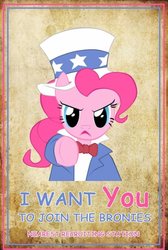 Size: 451x672 | Tagged: safe, artist:pandablubb, pinkie pie, g4, female, hat, poster, recruitment, recruitment poster, solo, uncle sam