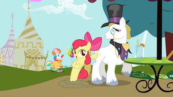 Size: 1152x648 | Tagged: safe, artist:dtkraus, edit, apple bloom, earth pony, pony, g4, butt touch, hoof on butt, male, stallion, wat