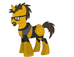 Size: 3300x2550 | Tagged: safe, artist:anathlyst, pony, glasses, gordon freeman, half-life, ponified, simple background, solo