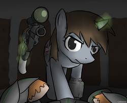 Size: 2000x1618 | Tagged: safe, artist:johnnoz, oc, oc only, oc:colonel autumn leaf, oc:littlepip, pony, unicorn, fallout equestria, at gunpoint, colored hooves, fanfic, fanfic art, female, glowing horn, grand pegasus enclave, gun, handgun, hooves, horn, imminent death, imminent murder, levitation, little macintosh, looking at you, magic, mare, optical sight, pipbuck, pipleg, pistol, pov, red-eye's cathedral, revolver, telekinesis, this will end in death, threatening, weapon