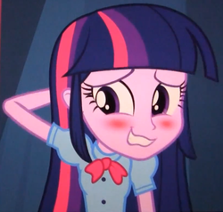 Size: 681x648 | Tagged: safe, screencap, twilight sparkle, equestria girls, g4, my little pony equestria girls, blushing, female, solo