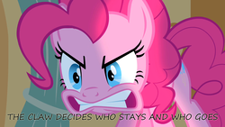 Size: 1280x720 | Tagged: safe, pinkie pie, g4, angry, claw, female, insane pony thread, solo, the claw, toy story, tumblr