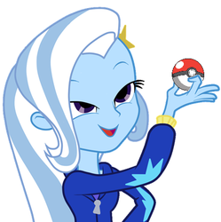 Size: 409x410 | Tagged: safe, trixie, equestria girls, g4, exploitable meme, female, look what trixie found, meme, poké ball, pokémon, solo