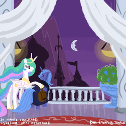 Size: 1000x1000 | Tagged: safe, artist:king-kakapo, princess celestia, princess luna, alicorn, pony, g4, 30 minute art challenge, bag, moon, rug, s1 luna, saddle bag