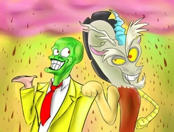 Size: 1975x1500 | Tagged: safe, artist:neroscottkennedy, discord, draconequus, human, g4, chocolate rain, crossover, duo, duo male, human male, male, the mask