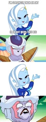 Size: 588x1526 | Tagged: safe, trixie, equestria girls, g4, comic, dragon ball, dragon ball z, dragonzball p, exploitable meme, freeza, freezy pop, frizbee, humanized, look what trixie found, meme, parody