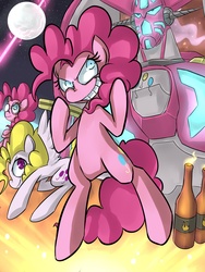 Size: 2700x3600 | Tagged: safe, artist:uc77, pinkie pie, surprise, g1, g4, g1 to g4, generation leap, getter robo, hotblooded pinkie pie
