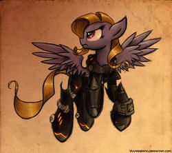 Size: 2000x1772 | Tagged: safe, artist:vulpessentia, oc, oc only, oc:comet kicker, pegasus, pony, fallout equestria, armor, enclave, solo