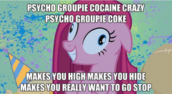 Size: 624x343 | Tagged: safe, pinkie pie, g4, female, meme, pinkamena diane pie, psycho, solo, song reference, system of a down