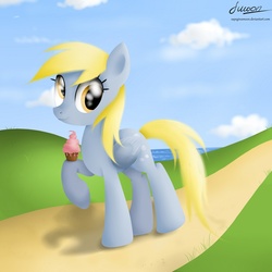Size: 2000x2000 | Tagged: safe, artist:vird-gi, derpy hooves, pegasus, pony, g4, cupcake, female, mare, solo