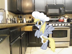 Size: 2048x1536 | Tagged: safe, artist:sclancy5411, derpy hooves, pegasus, pony, g4, apron, chef's hat, clothes, female, grin, hat, kitchen, mare, ponies in real life, smiling, solo, vector