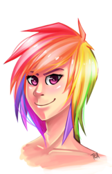 Size: 611x944 | Tagged: safe, artist:teamoon-the-treemoon, rainbow dash, human, g4, female, humanized, solo