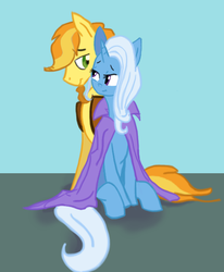 Size: 500x606 | Tagged: safe, artist:allonsyraerae, artist:ask-obsessive-rarity, braeburn, trixie, g4, braxie, female, male, shipping, straight, trixburn