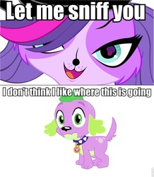 Size: 837x960 | Tagged: source needed, safe, spike, dog, g4, boyfriend and girlfriend, crossover, crossover shipping, image macro, imminent sex, littlest pet shop, meme, shipping, spike the dog, zoe trent, zoespike