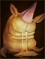 Size: 988x1280 | Tagged: safe, artist:blindcoyote, madame leflour, g4, hat, party hat, solo, symbolism