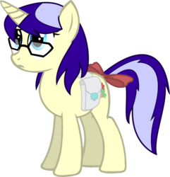 Size: 1499x1554 | Tagged: artist needed, safe, oc, oc only, oc:pennychan, pony, unicorn, bow, female, glasses, mare, ponychan, saddle bag, simple background, solo, tail bow, transparent background, vector